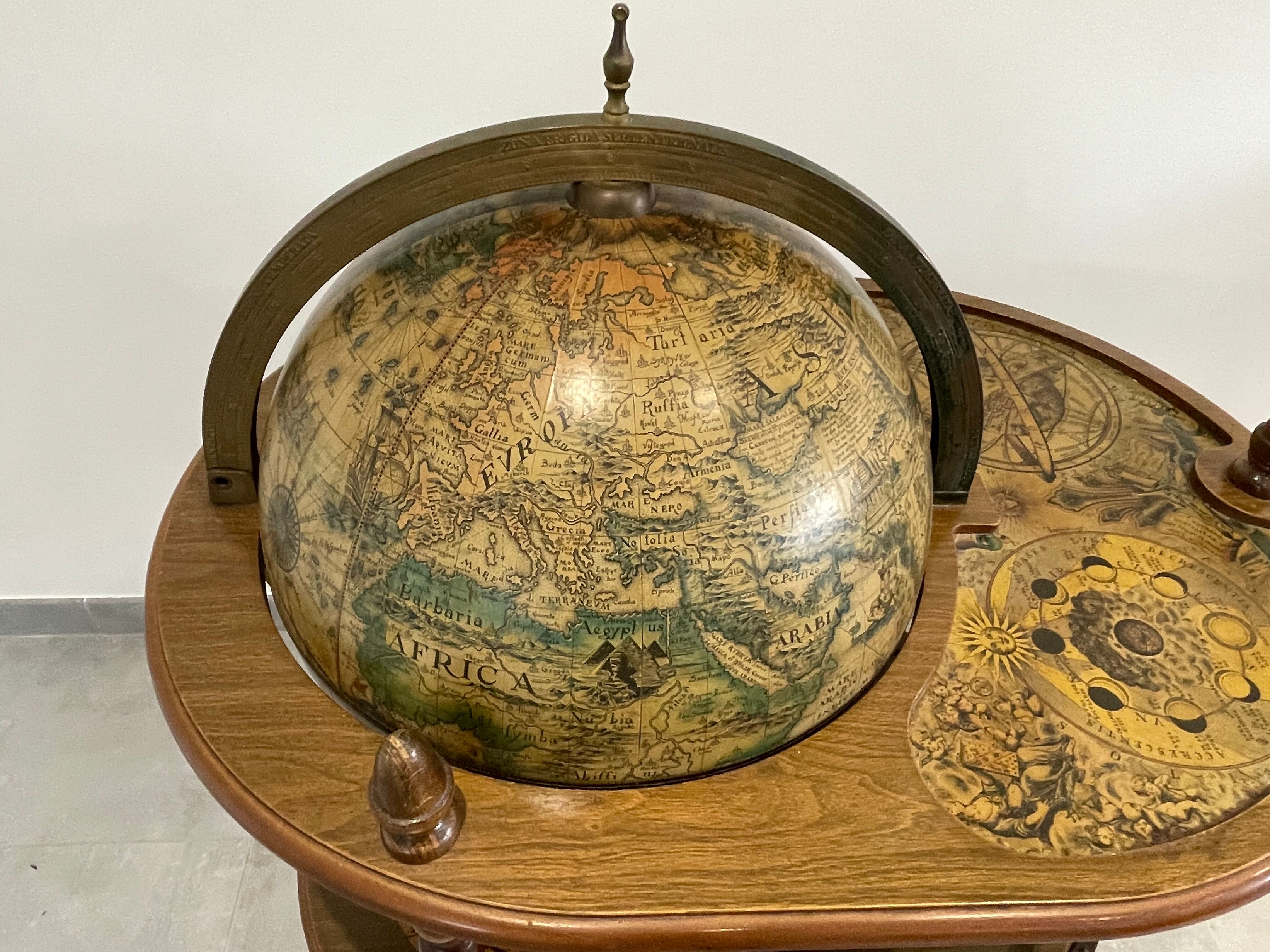 Vintage world map bar, globe