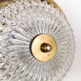 Brass and Crystal Ceiling Lamp from the 1960s by Tyringe for Orrefors, Sweden