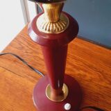 Lamp from the 40s/50s by Maison Lancel, covered in Bordeaux leather