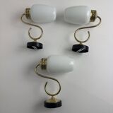 Lot 3 vintage opaline wall lights