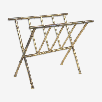 Brass Bamboo Magazine Rack ★ 50s 60s 70s Mid Century Modern Danish Design