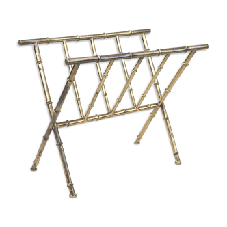 Brass Bamboo Magazine Rack ★ 50s 60s 70s Mid Century Modern Danish Design