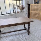 Farm table with turned legs, made of pine and birch, 180cm.