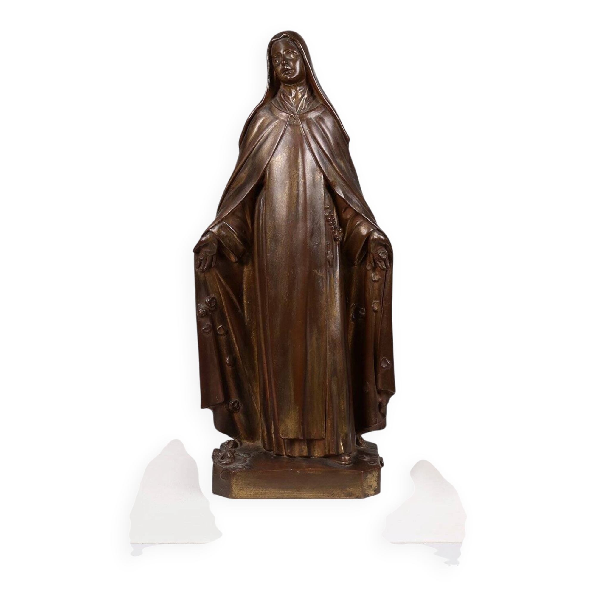 Large Holy Maria Statue in Bronze Painted Plaster, Belgium, 1930s