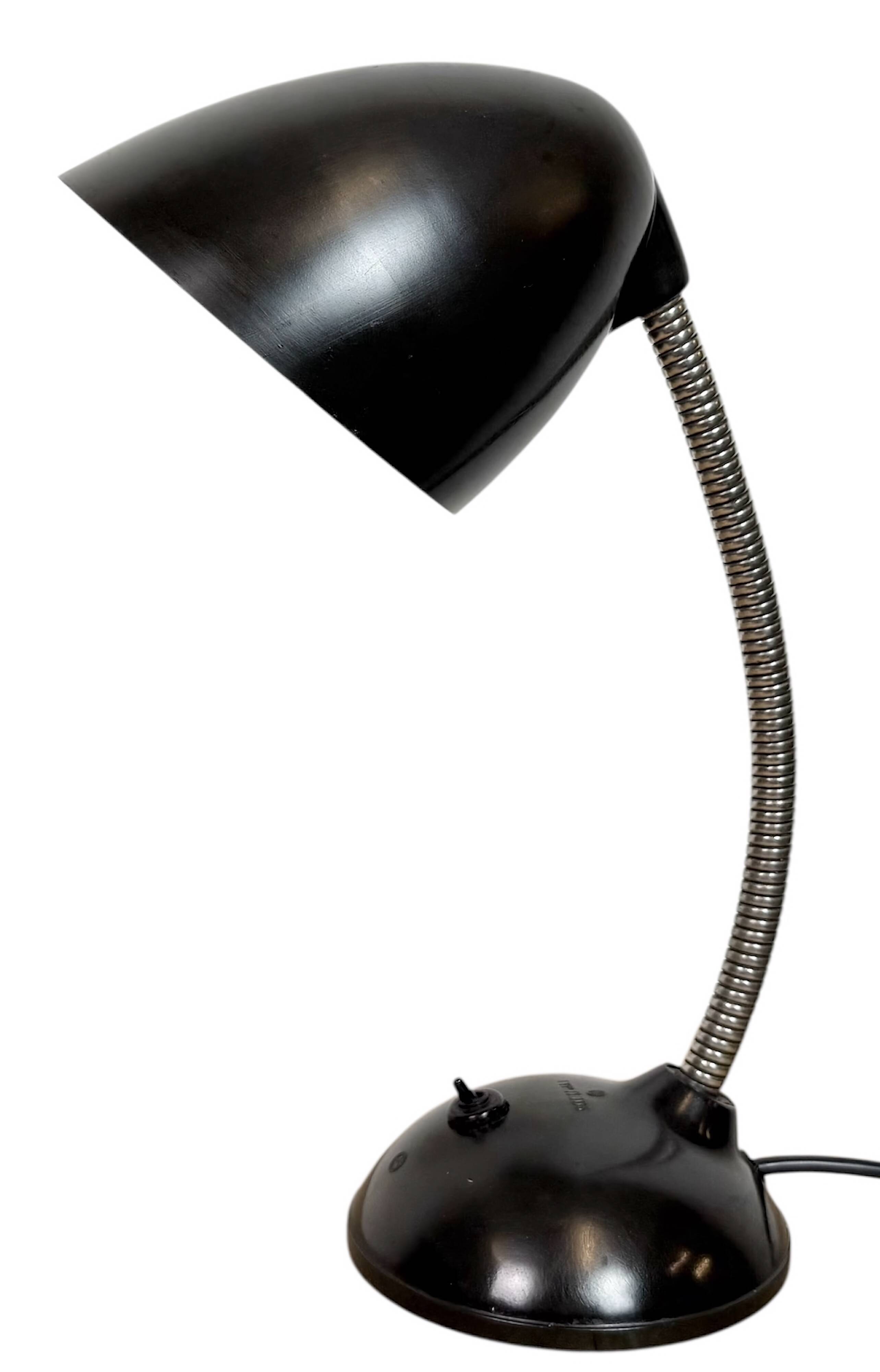 Vintage Brown Bakelite Gooseneck Table Lamp, 1950s