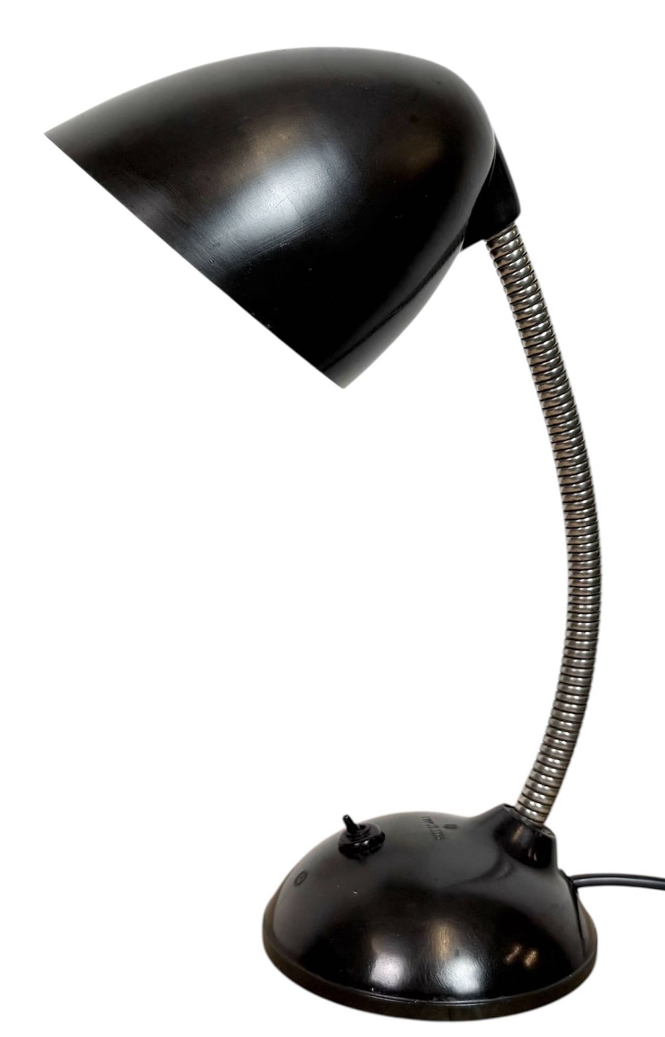 Lampe de table vintage en bakélite marron à col de cygne, années 1950