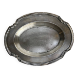 Oval metal silver-plated tray with hallmarks from the early 20th century.