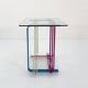 Multicolored metal and glass console, 1980
