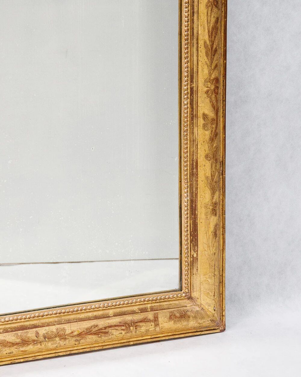 19th C Louis Philippe mirror with ornate rose crest