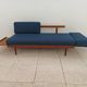 Vintage Norwegian Daybed sofa in teak and petrol blue fabric by Ingmar Relling for