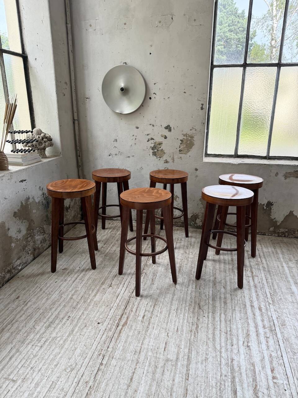 6 vintage Baumann bar stools