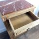 Provincial antique bedside table in walnut, with a red marble top.