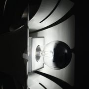 Impressive Space Age chandelier with 5 lights, chrome metal, Italy 1970s.