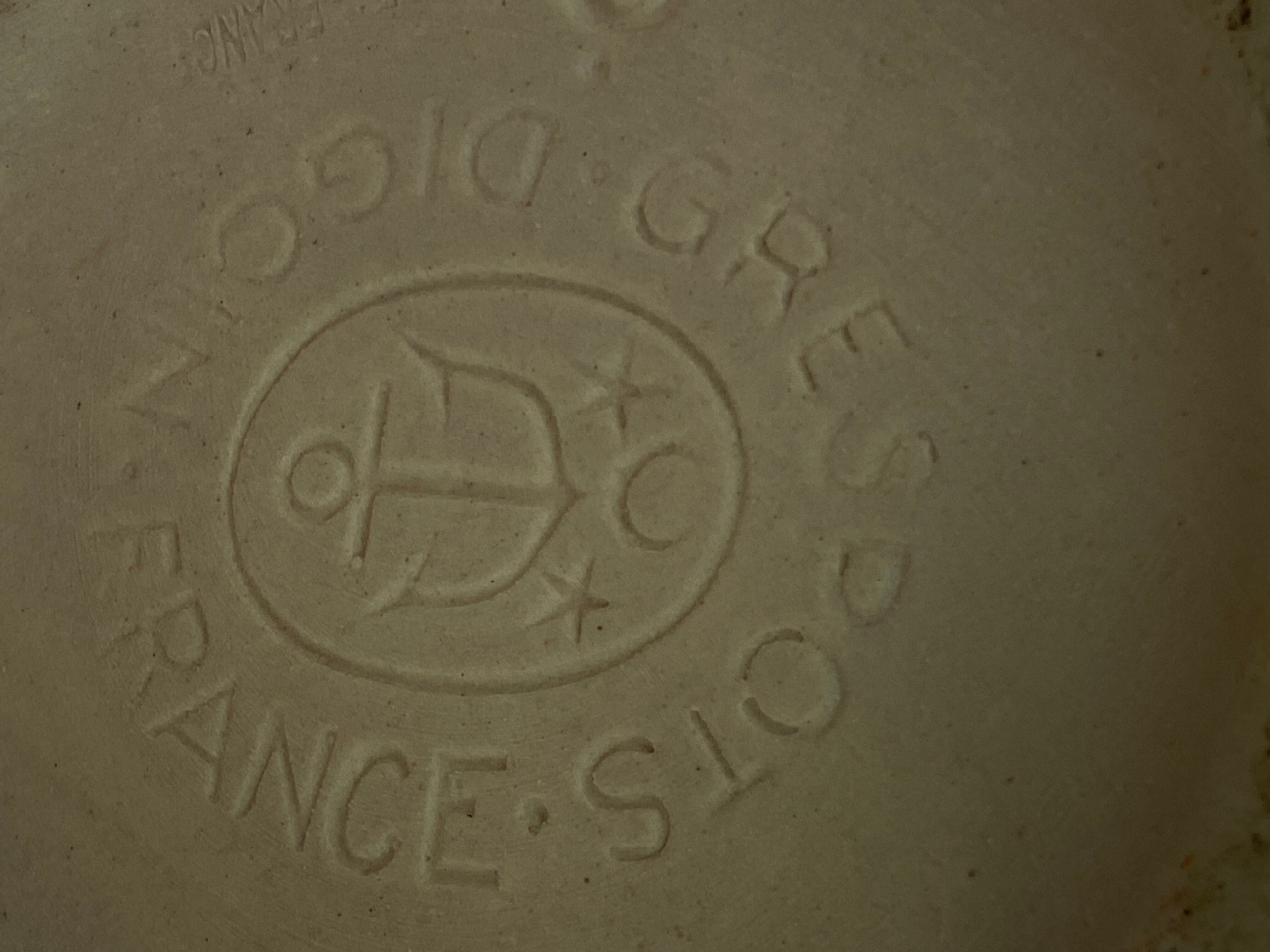 Jug, gargoulette in glazed stoneware white digoin france vintage