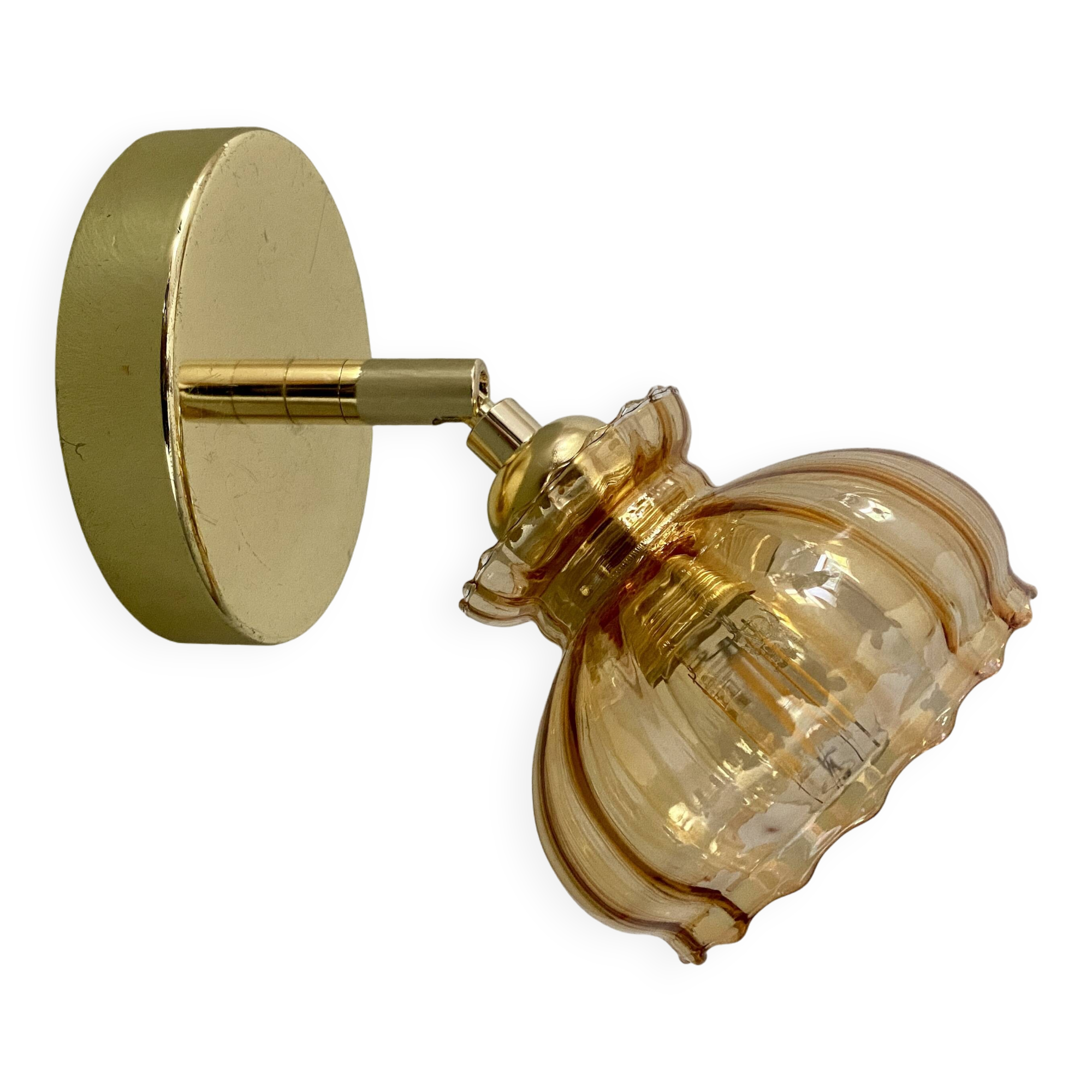 Vintage amber glass globe wall light