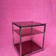 VINTAGE 1970 RECTANGULAR COFFEE TABLE WITH SQUARE CHROME TUBES AND 3 SHELVES
