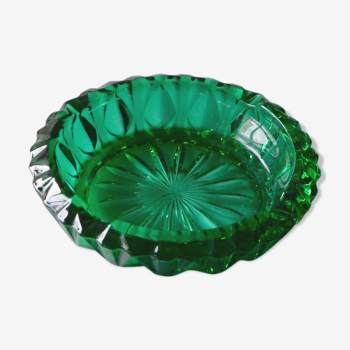Vintage emerald green glass ashtray