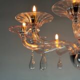 Venetian glass lustre in pink, in the style of Venini.