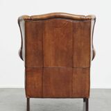 Vintage Sheepskin Leather Wingback Chair