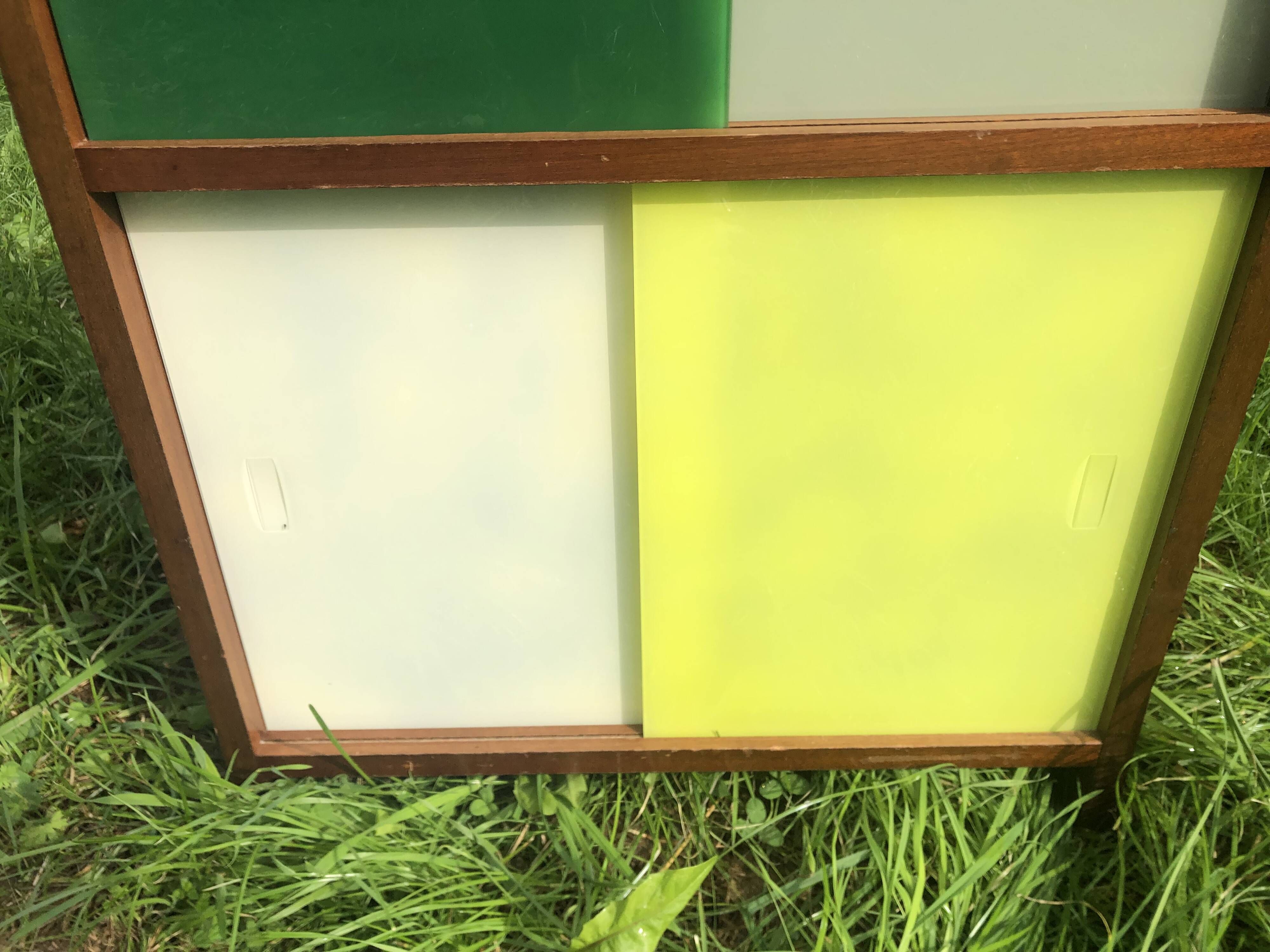 Vintage 60s storage display case with sliding windows