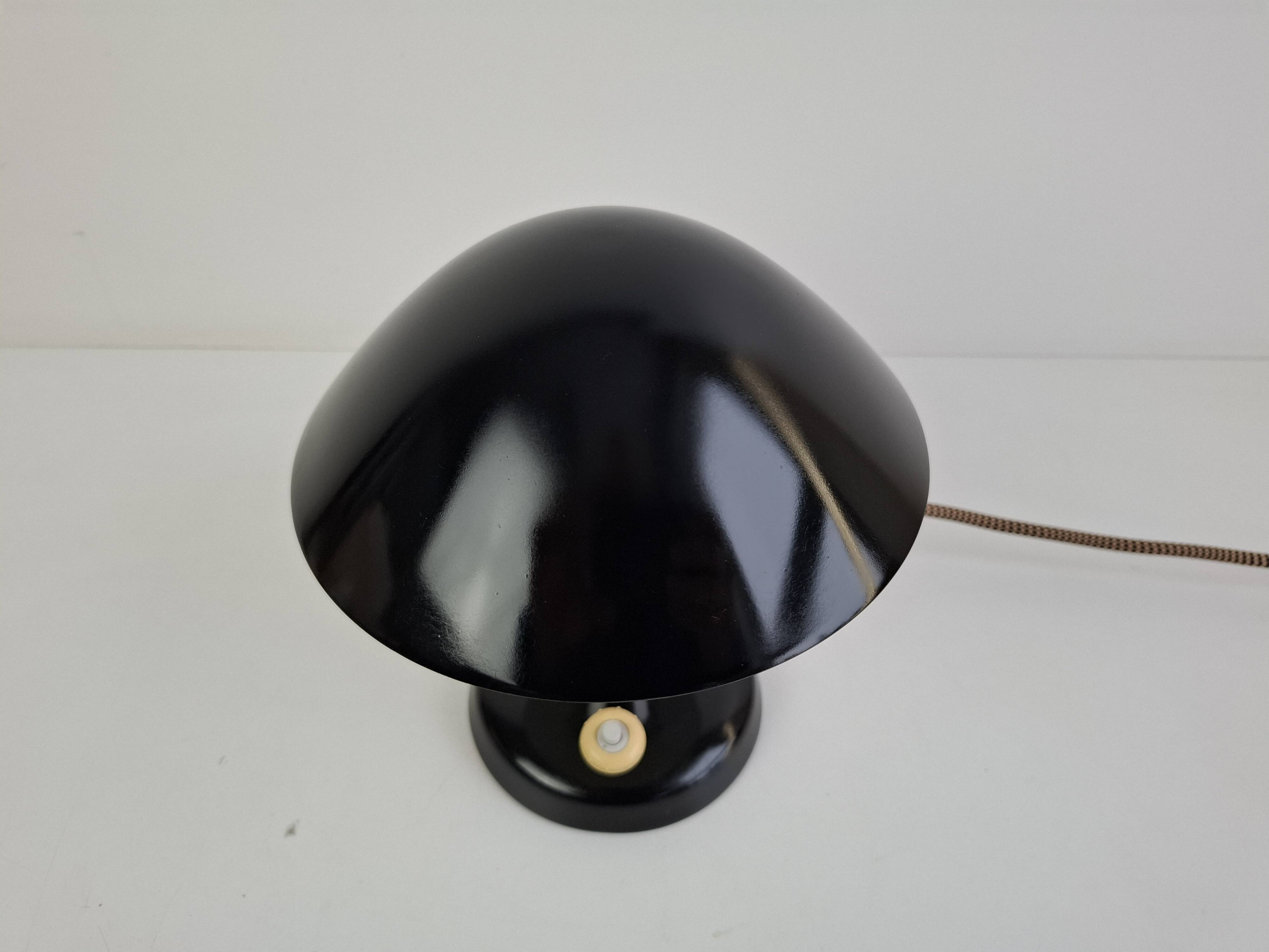 Bauhaus Mushroom Table Lamp with Adjustable Shade, Czechoslovakia, 1930s
