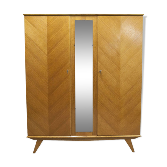 Armoire scandinave 1960 2 portes et miroir montage facile