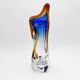 Large stretched glass sculpture vase from Bohemia – Cobalt blue, Amber