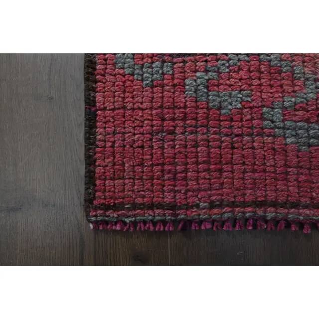 1970s Vintage Turkish Oushak Handmade Wool Cotton Pink Runner Rug 81x315