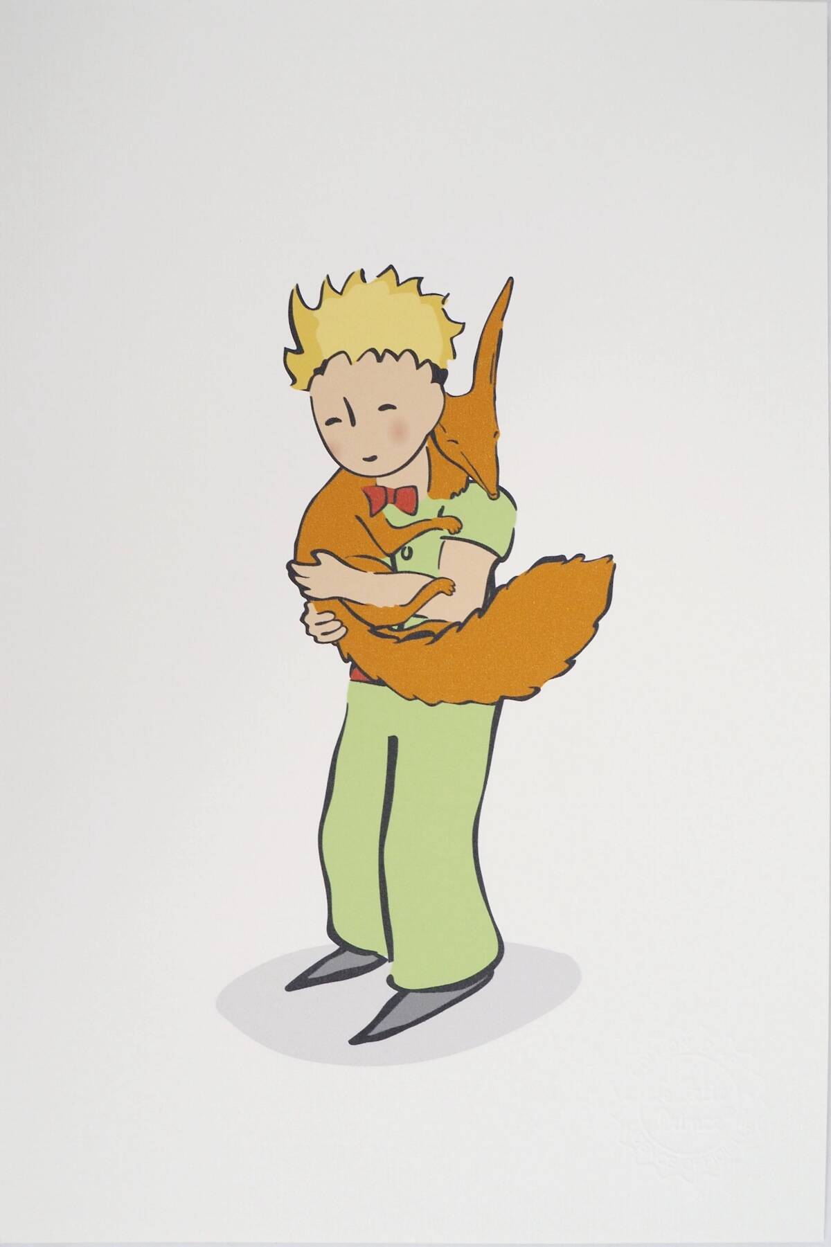 Antoine de Saint-Exupéry: The Little Prince cuddles the Fox - Lithograph