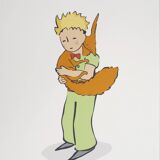 Antoine de Saint-Exupéry: The Little Prince cuddles the Fox - Lithograph