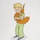 Antoine de Saint-Exupéry : Le Petit Prince câline le Renard - Lithographie