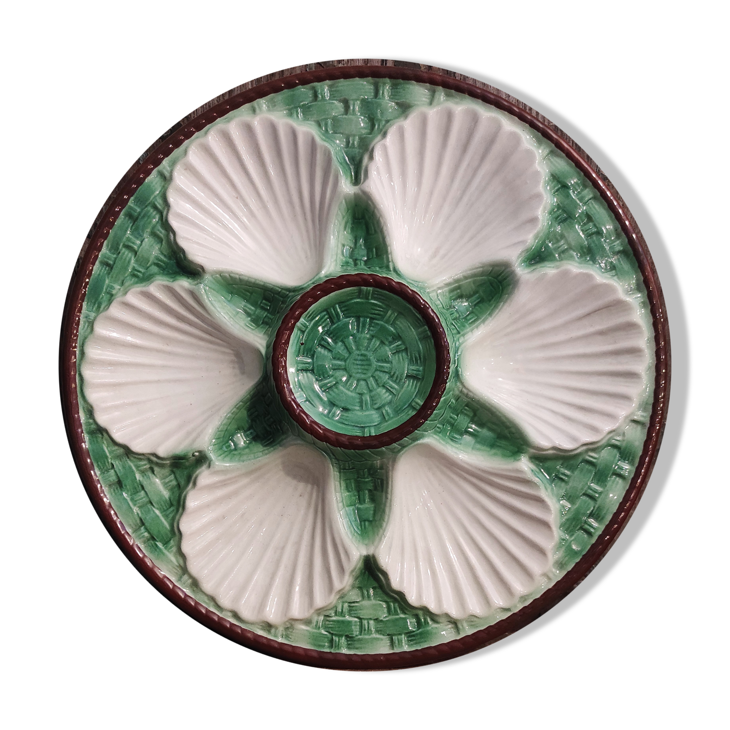 Vintage French Oyster Plate in Majolica