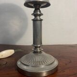 Metal lamp and art deco ribbed glass globe