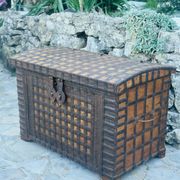 Imposing Indian Chest in Exotic Wood and Wrought Iron
