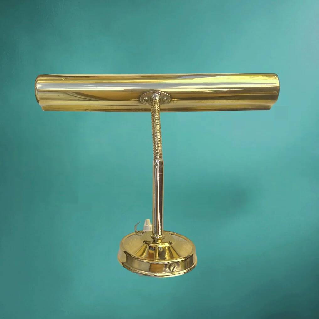 Vintage polished brass adjustable table lamp – 1970s wall light