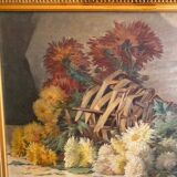 STILL LIFE BOUQUET OF DAHLIAS OIL PAINTING SIGNED MARIUS DALON EARLY 20TH CENTURY