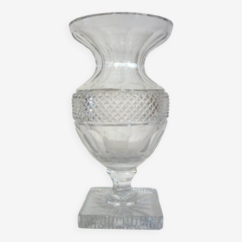 Large vase h 30cm cut crystal shape Medici Saint Louis early 20th century
