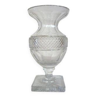 Large vase h 30cm cut crystal shape Medici Saint Louis early 20th century