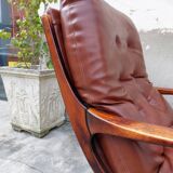 Rotating armchair in vintage skaî 1970