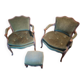 Louis XV cabriolet armchairs + footrest