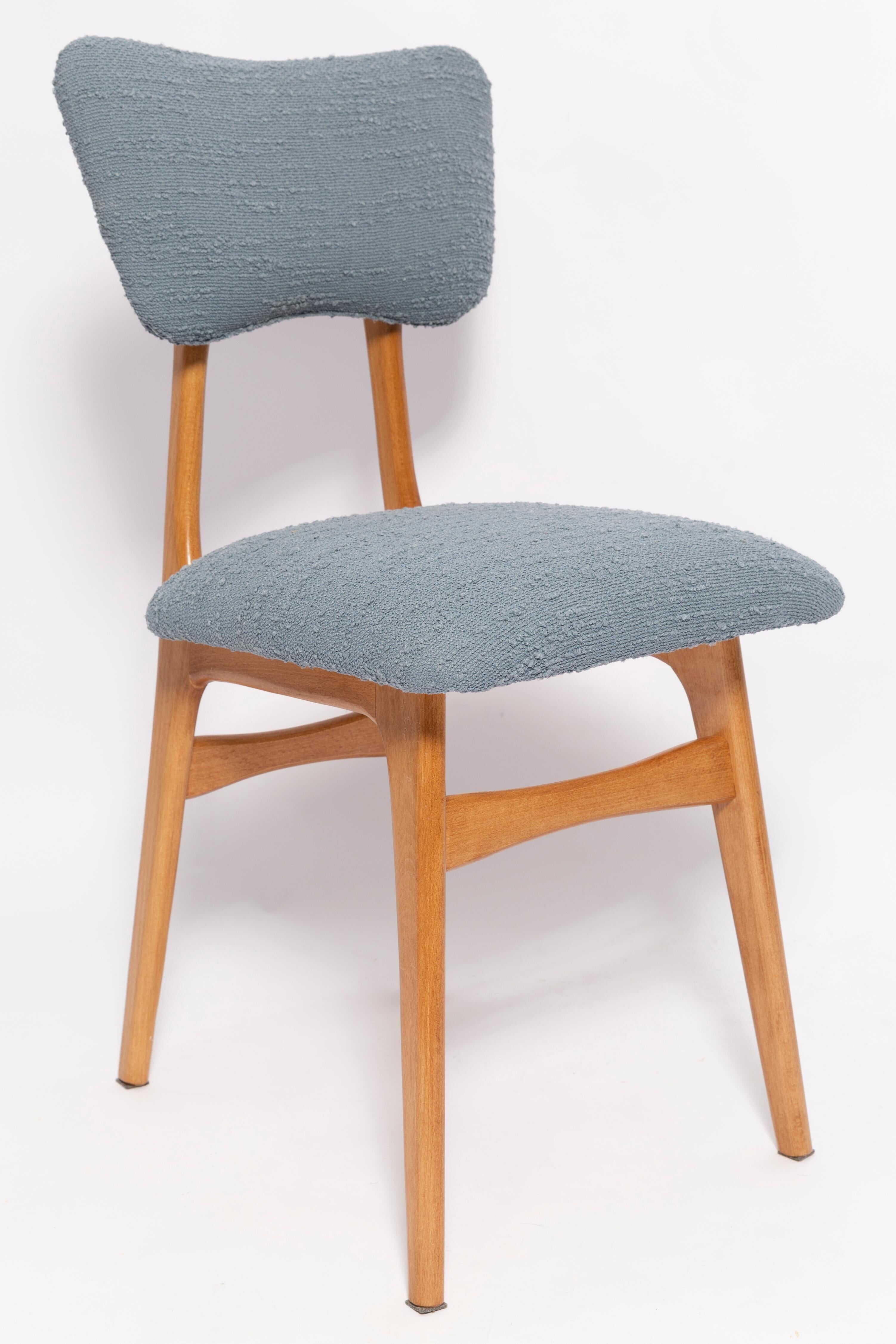 Mid-century butterfly dining chair, grey bouclé, Europe, 1960s