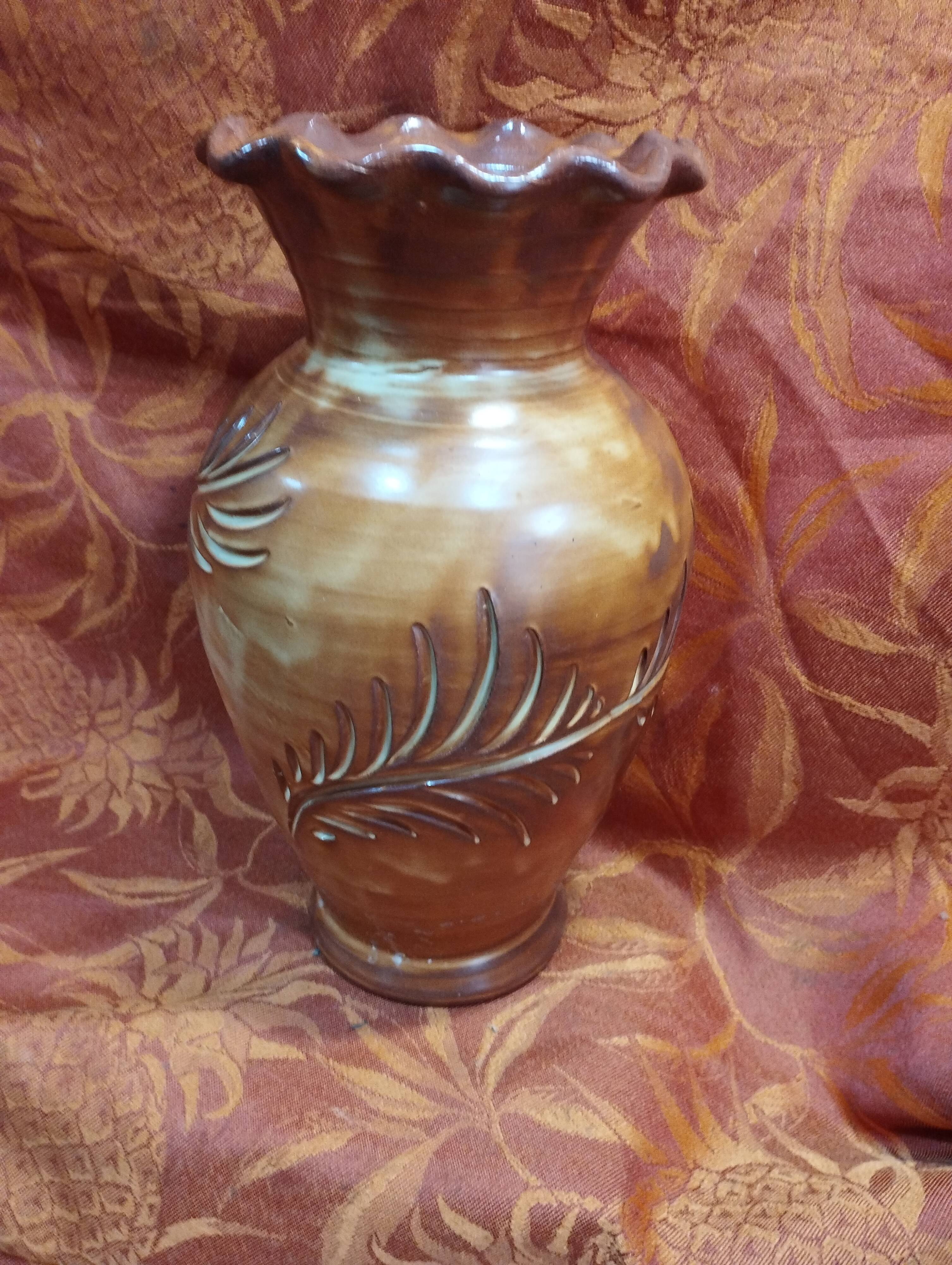 old ceramic tulip vase - signed pottery