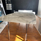 Marble effect table and chrome legs