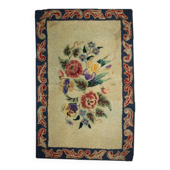Handmade antique American hooked rug 67cm x 103cm 1900s - 1B499