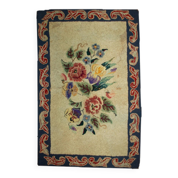 Handmade antique American hooked rug 67cm x 103cm 1900s - 1B499