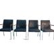 4 vintage design dining chairs in black leather mauser werke germany 1960s