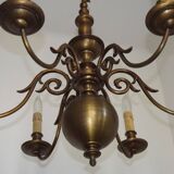 Large Vintage Bronze 6 Light Flemish Chandelier Birds Head Detail 4759
