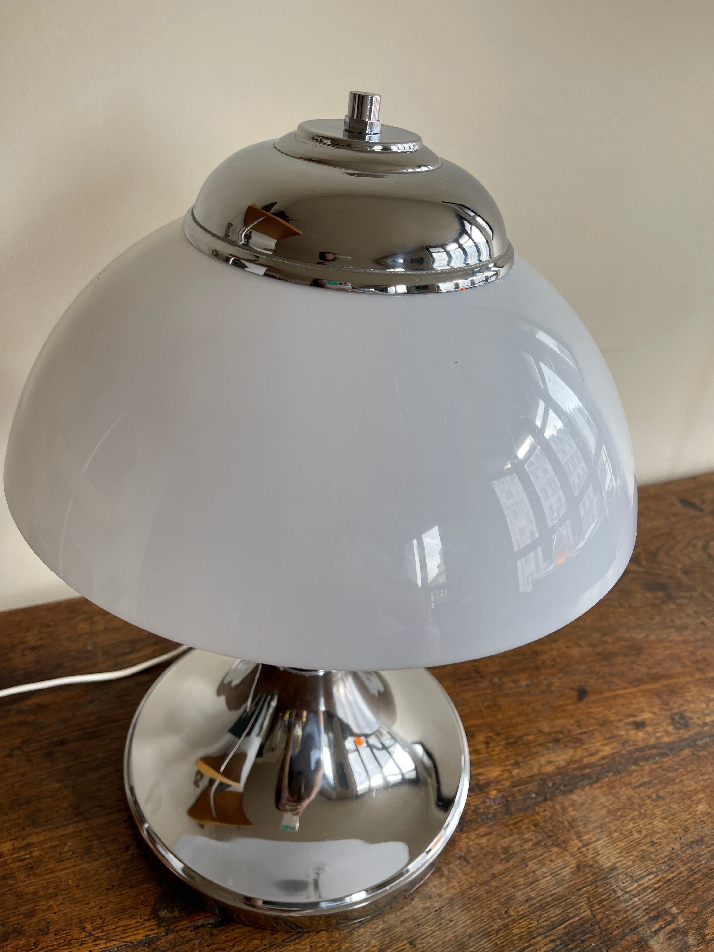 Chrome mushroom lamp space age