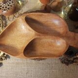 Wooden aperitif tray, leaf-shaped / empty vintage pocket