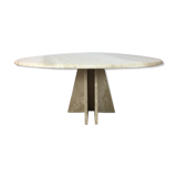 Travertine coffee table goes up and down to jack